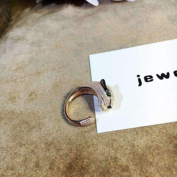 Planet Gates Resizable / Rose Gold Color animal ring,S 925 sterling silver AAA zirconia leopard rings,rose gold/gold/silver fashion panther jewelry women accessories
