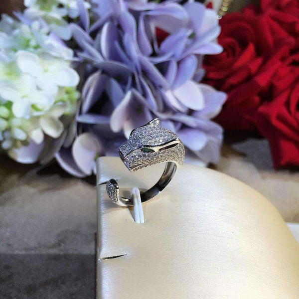 Planet Gates Resizable / Rose Gold Color animal ring,S 925 sterling silver AAA zirconia leopard rings,rose gold/gold/silver fashion panther jewelry women accessories