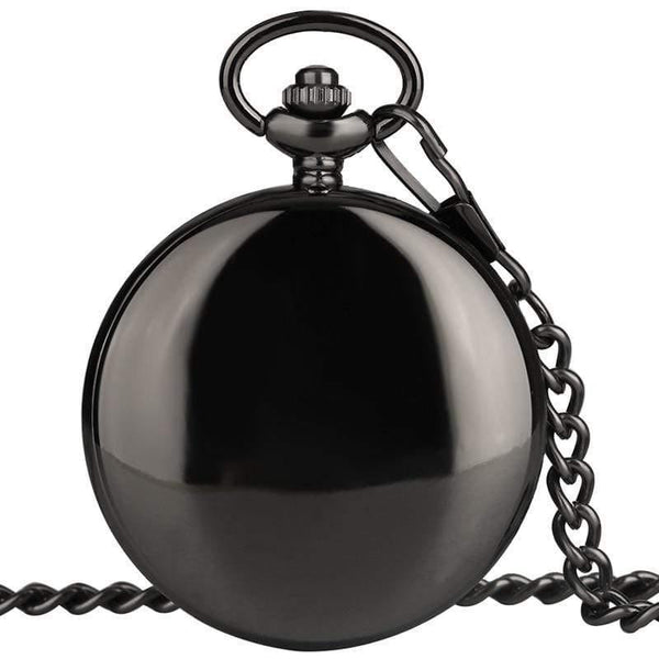 Planet Gates Retro Black Smooth Quartz Unique Engraved Custom LOVE Pocket Watch With 30cm Chain Gifts Box