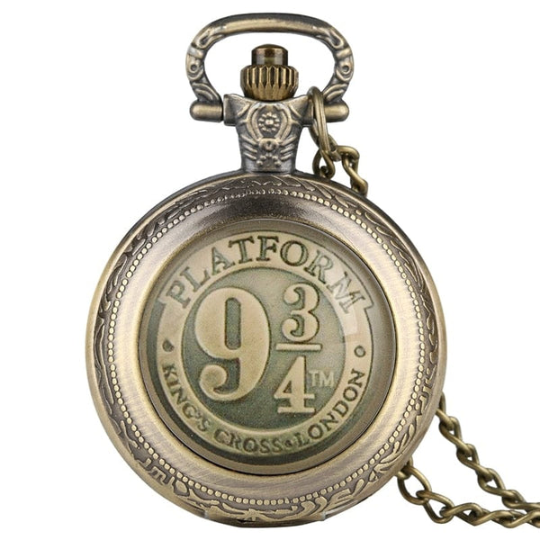 Planet Gates Retro Bronze Black/Bronze/Gold/Silver Clock 9 3/4 Platform King's Cross Quartz Pocket Watch Necklace Chain FOB Watch Pendant Art Collectibles