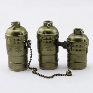 Planet Gates retro bronze / without switch Vintage Lamp Holder with knob switch/Pull-chain Switch Pendant Lights E27/E26 Socket UL/110V/220V Base Lighting accessories