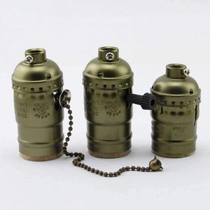 Planet Gates retro bronze / without switch Vintage Lamp Holder with knob switch/Pull-chain Switch Pendant Lights E27/E26 Socket UL/110V/220V Base Lighting accessories