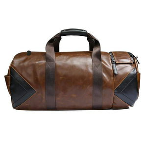 Planet Gates Retro Brown Bucket Travel Bags Large Crazy Horse PU Leather Handbags Shoulder Bag Men Business Luggage Bag