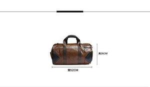 Planet Gates Retro Brown Bucket Travel Bags Large Crazy Horse PU Leather Handbags Shoulder Bag Men Business Luggage Bag