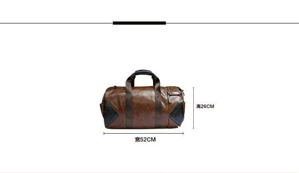 Planet Gates Retro Brown Bucket Travel Bags Large Crazy Horse PU Leather Handbags Shoulder Bag Men Business Luggage Bag