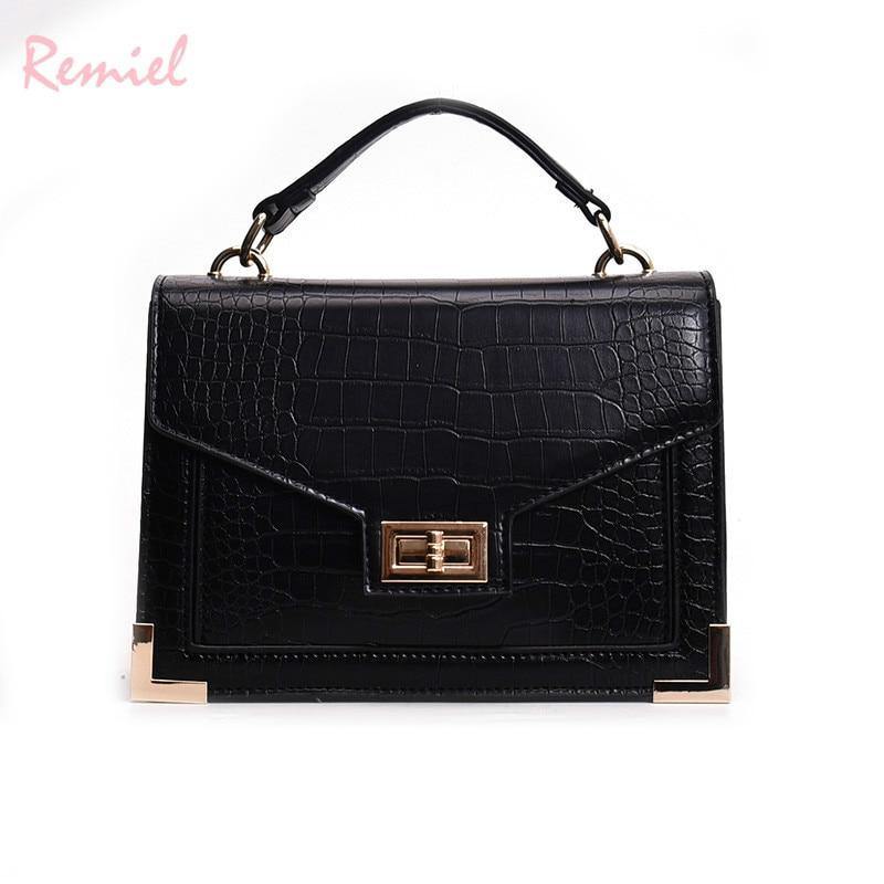 Planet Gates Retro Fashion Female Square bag  New Quality PU Leather Women bag Crocodile pattern Tote bag Lock Shoulder Messenger Bags
