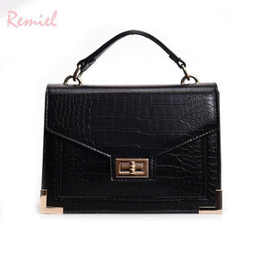 Planet Gates Retro Fashion Female Square bag  New Quality PU Leather Women bag Crocodile pattern Tote bag Lock Shoulder Messenger Bags