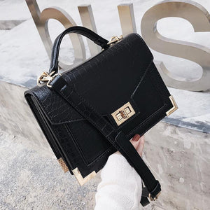 Planet Gates Retro Fashion Female Square bag  New Quality PU Leather Women bag Crocodile pattern Tote bag Lock Shoulder Messenger Bags