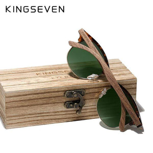 Planet Gates Retro Fashion Style Handmade Black Walnut Wooden Sunglasses Men Women 100%Polarized UV400  Lens Semi-Rimless Eyewear