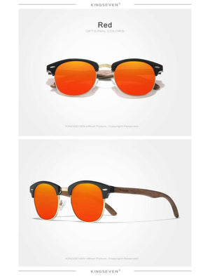 Planet Gates Retro Fashion Style Handmade Black Walnut Wooden Sunglasses Men Women 100%Polarized UV400  Lens Semi-Rimless Eyewear