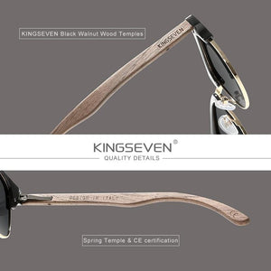 Planet Gates Retro Fashion Style Handmade Black Walnut Wooden Sunglasses Men Women 100%Polarized UV400  Lens Semi-Rimless Eyewear