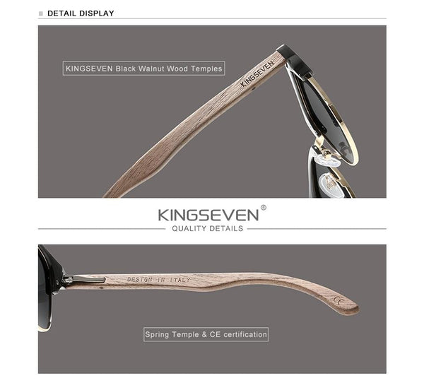 Planet Gates Retro Fashion Style Handmade Black Walnut Wooden Sunglasses Men Women 100%Polarized UV400  Lens Semi-Rimless Eyewear