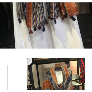Planet Gates Retro Geometric Printing Warm Scarf Shawls for Women Fashion Tassels Brown Long Wraps Ladies Spring Autumn Pashmina