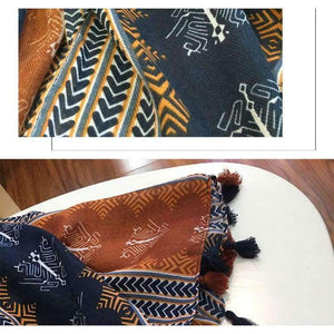 Planet Gates Retro Geometric Printing Warm Scarf Shawls for Women Fashion Tassels Brown Long Wraps Ladies Spring Autumn Pashmina
