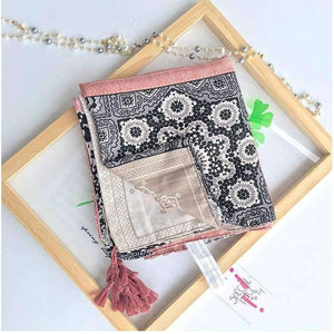 Planet Gates Retro Geometric Printing Warm Shawls Scarf for Women Casual Autumn Winter Pink Pashmina with Tassels Scarves Tippet