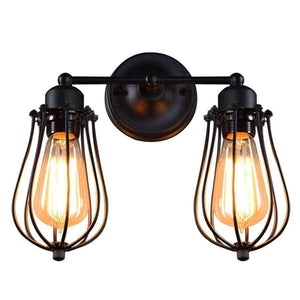 Planet Gates Retro Industrial Edison Simplicity Antique Wall Lamp with Metal Grapefruit shade - Black