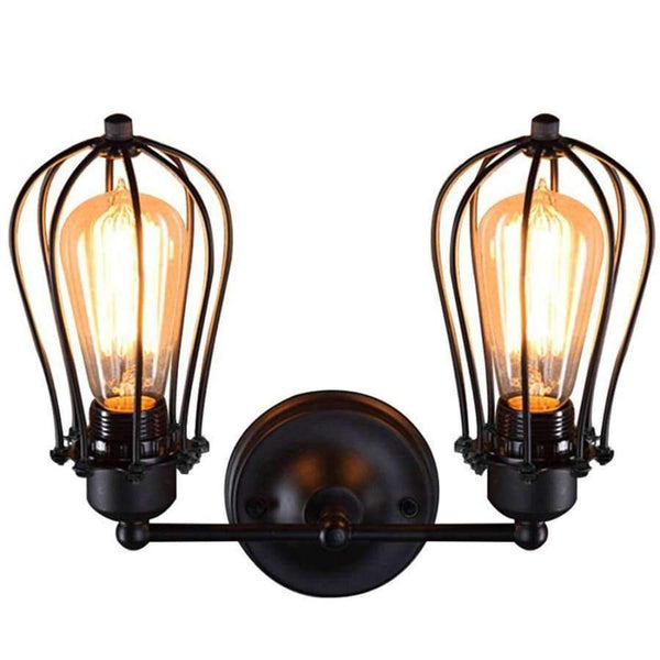 Planet Gates Retro Industrial Edison Simplicity Antique Wall Lamp with Metal Grapefruit shade - Black