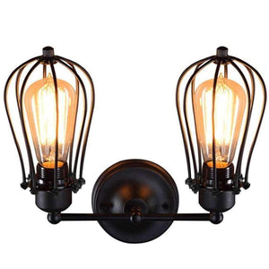Planet Gates Retro Industrial Edison Simplicity Antique Wall Lamp with Metal Grapefruit shade - Black