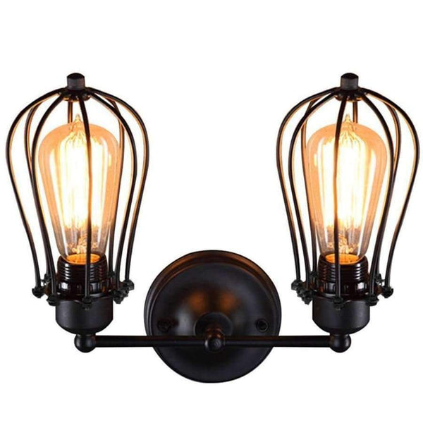 Planet Gates Retro Industrial Edison Simplicity Antique Wall Lamp with Metal Grapefruit shade - Black