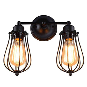 Planet Gates Retro Industrial Edison Simplicity Antique Wall Lamp with Metal Grapefruit shade - Black