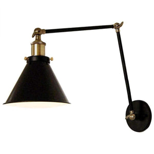 Planet Gates Retro Industrial Edison Simplicity Antique Wall Lamp with Metal Umbrella Shade - Black