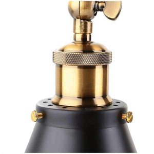 Planet Gates Retro Industrial Edison Simplicity Antique Wall Lamp with Metal Umbrella Shade - Black