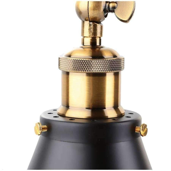 Planet Gates Retro Industrial Edison Simplicity Antique Wall Lamp with Metal Umbrella Shade - Black