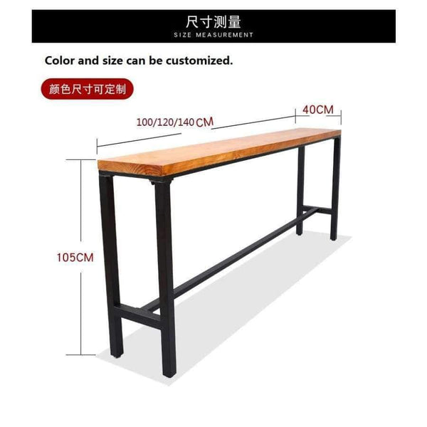 Planet Gates Retro leisure cafes against the wall bar table Home high bar table long solid wood metal bar table