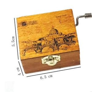 Planet Gates Retro Music Box Gifts Wind-up Toy Classical Wooden Handcraft Cranked Educational Toy Kids Toys For Birthday 6.5*5.5*4cm Random