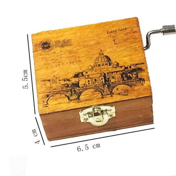 Planet Gates Retro Music Box Gifts Wind-up Toy Classical Wooden Handcraft Cranked Educational Toy Kids Toys For Birthday 6.5*5.5*4cm Random