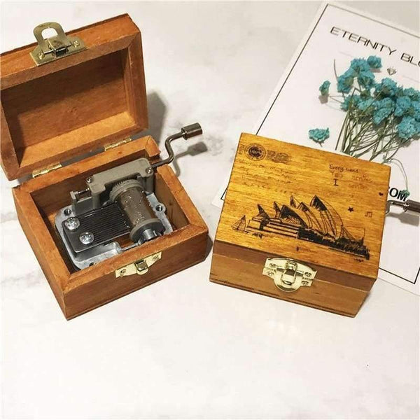 Planet Gates Retro Music Box Gifts Wind-up Toy Classical Wooden Handcraft Cranked Educational Toy Kids Toys For Birthday 6.5*5.5*4cm Random