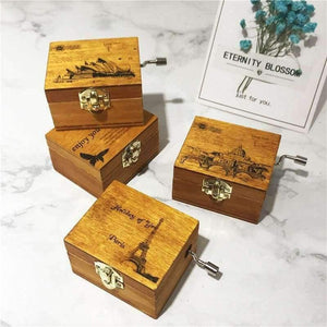 Retro Music Box Gifts Wind-up Toy Classical Wooden Handcraft Cranked Educational Toy Kids Toys For Birthday 6.5*5.5*4cm Random - Planet Gates