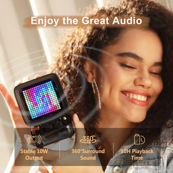 Planet Gates Retro Pixel Art Bluetooth Portable Speaker Alarm Clock DIY LED Screen By APP Electronic Gadget Gift Home Decoration