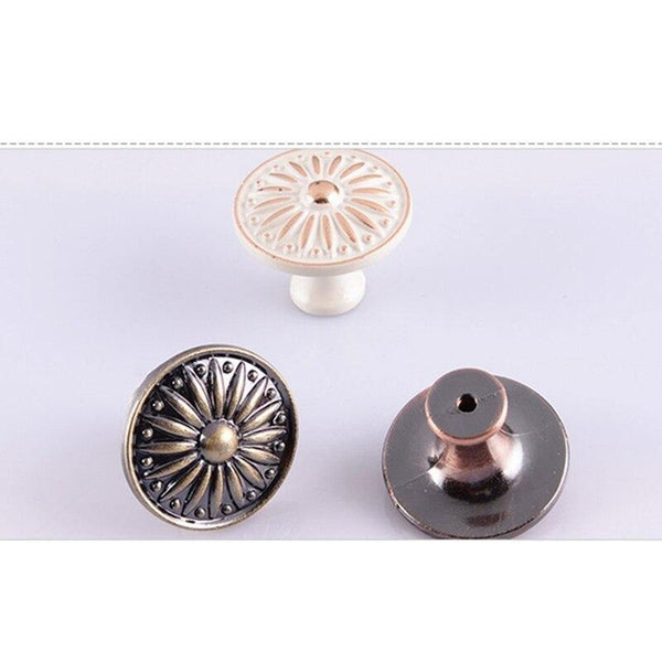 Retro Red Bronze Kitchen Cabinet Knobs Cupboard Door Zinc Alloy Handles Vintage Wardrobe Furniture Handle Drawer Pulls