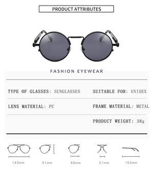 Planet Gates Retro Round Sunglasses Men Women Brand Designer Punk Style Windproof Metal Frame Vintage Sun Glasses Oculos De Sol