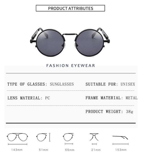 Planet Gates Retro Round Sunglasses Men Women Brand Designer Punk Style Windproof Metal Frame Vintage Sun Glasses Oculos De Sol