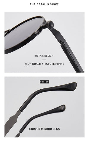 Planet Gates Retro Round Sunglasses Men Women Brand Designer Punk Style Windproof Metal Frame Vintage Sun Glasses Oculos De Sol