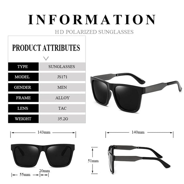 Planet Gates Retro Square Polarzied Men's Sunglasses For Driving High Quality UV400 Oversized Sunglass Male Fashionable Wide Leg Sun Glasses