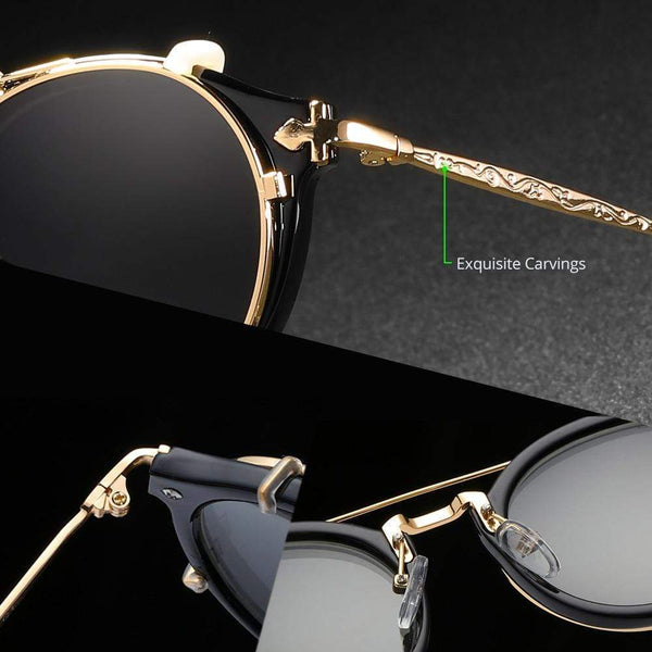 Planet Gates Retro Steampunk Round Clip On Sunglasses Men Women Double Layer Removable Lens Baroque Carved Legs Glasses UV400  With Box