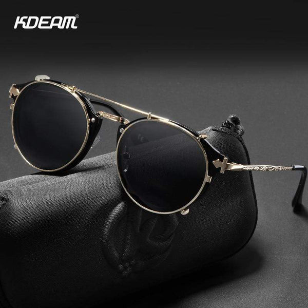 Planet Gates Retro Steampunk Round Clip On Sunglasses Men Women Double Layer Removable Lens Baroque Carved Legs Glasses UV400  With Box