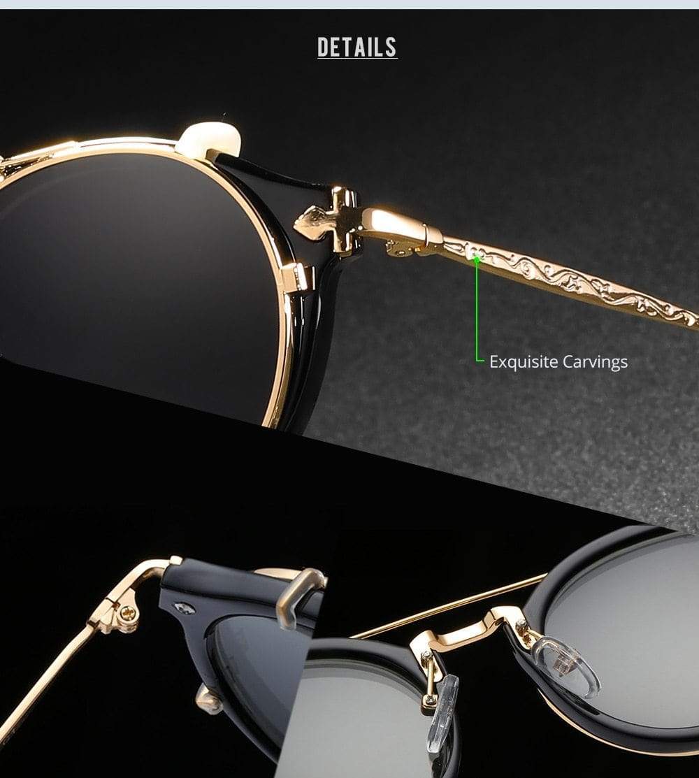 Planet Gates Retro Steampunk Round Clip On Sunglasses Men Women Double Layer Removable Lens Baroque Carved Legs Glasses UV400  With Box