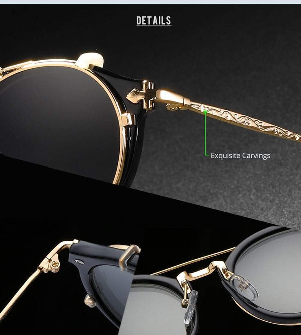 Planet Gates Retro Steampunk Round Clip On Sunglasses Men Women Double Layer Removable Lens Baroque Carved Legs Glasses UV400  With Box