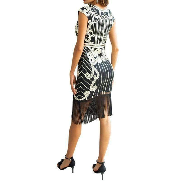 Planet Gates Retro Style Movie Hand-made Sequins Tassel Dance Party Mini Dress Formal Event Ball Dress Sheath Femme Vestidos