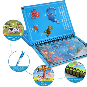 Planet Gates Reusable Magic Water Drawing Book for Kids Coloring Picture Book Magic Water Pen Painting Drawing Board Educational Toys