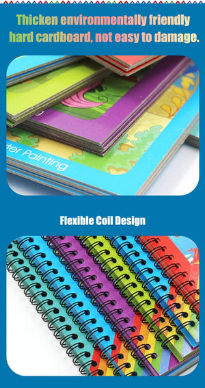 Planet Gates Reusable Magic Water Drawing Book for Kids Coloring Picture Book Magic Water Pen Painting Drawing Board Educational Toys