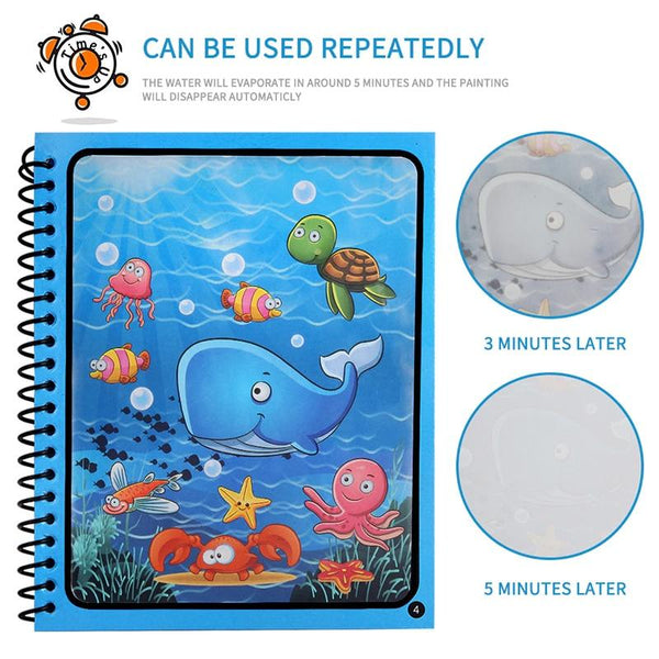 Planet Gates Reusable Magic Water Drawing Book for Kids Coloring Picture Book Magic Water Pen Painting Drawing Board Educational Toys