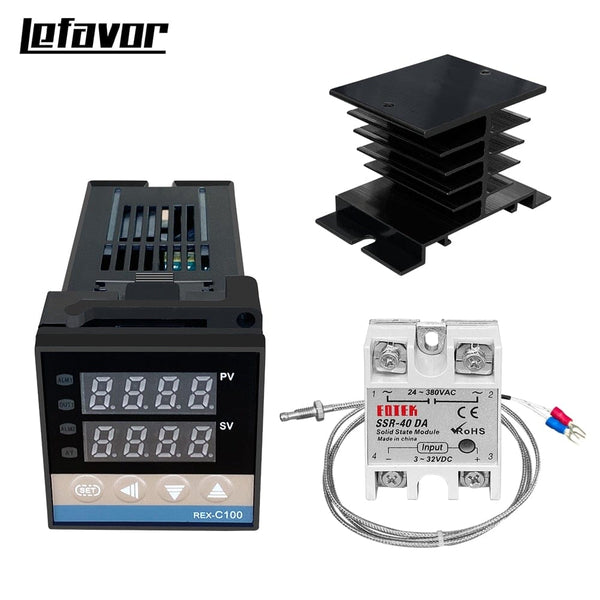 Planet Gates REX-C100 Digital PID Temperature Controller Thermostat SSR output + Max.40A SSR Relay + K Thermocouple Probe High Quality