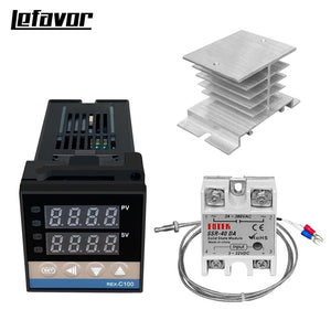 Planet Gates REX-C100 Digital PID Temperature Controller Thermostat SSR output + Max.40A SSR Relay + K Thermocouple Probe High Quality