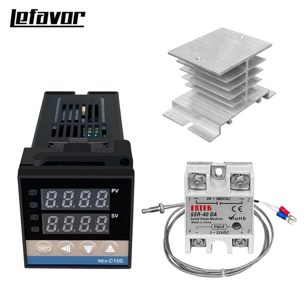 Planet Gates REX-C100 Digital PID Temperature Controller Thermostat SSR output + Max.40A SSR Relay + K Thermocouple Probe High Quality
