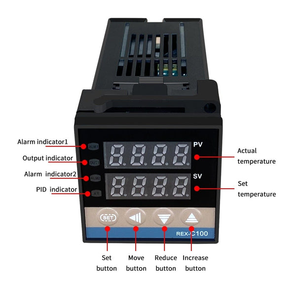 Planet Gates REX-C100 Digital PID Temperature Controller Thermostat SSR output + Max.40A SSR Relay + K Thermocouple Probe High Quality